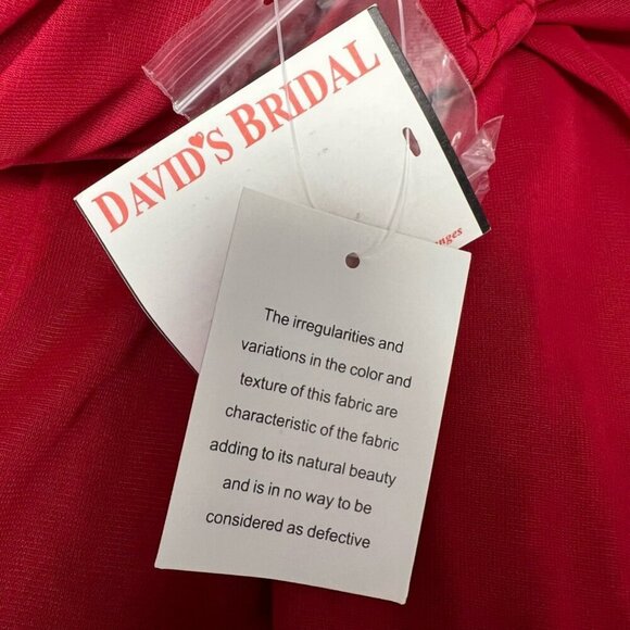 Davids Bridal Womens A Line Dress Red Short Sleeve Illusion Neck Button 6 New - Picture 9 of 11
